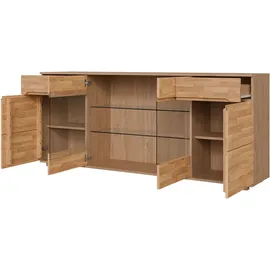 OTTO home Sideboard OTTO HOME "VETRO Teilmassiv, Fronten Massivholz, Wohnzimmer, Stauraum,Griffmulde", weiß, neutral, B:199cm H:85cm T:40cm, Sideboards, Sideboard, B/T/H:199/40/85cm, 2 Schubladen, 7Fächer