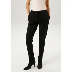 Schlupfhose ANISTON CASUAL, Damen, Gr. 44, N-Gr, schwarz, Sweatware, Obermaterial: 95% Baumwolle, 5% Elasthan, unifarben, casual, figurumspielend knöchelfrei, Hosen, mit seitlichem ANISTON-Label
