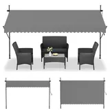 UISEBRT Klemmmarkise 350cm breit - Balkonmarkise mit kurbel ohne Bohren Verstellbar, UV-Schutz, Sonnenschutz, Wetterfest, Hellgrau (3,50 x 1,20 m,Hellgrau)