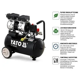Yato Ölfreier Kompressor 24 l, 750 W, 8 bar, 140 l/min