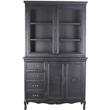 Französischer Vitrinenschrank Antik Buffet Küchenbuffet Küchenanrichte 115cm Schwarz hdm322 Palazzo Exklusiv