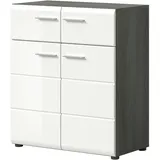 inn.furn Schuhschrank weiß Hochglanz grau 80 cm, viel Stauraum Rumba