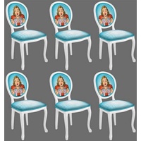 Casa Padrino Esszimmerstuhl Barock Esszimmerstuhl Set Blau / Mehrfarbig / Weiß - 6 Handgefertigte Küchen Stühle im Barockstil - Barock Esszimmer Möbel