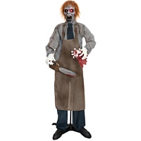 EUROPALMS Halloween Figur Zombie mit Kettensäge, animiert, 170cm | Animierte Figur mit Licht- und Soundeffekten