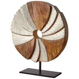 Dekoleidenschaft Skulpur Circle aus Mango-Holz und Aluminium in Silber, Ø 24 cm, Dekoobjekt, Holzdeko