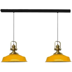 Bamyum Pendelleuchte Asletl, 2 Flammig Metall 41 cm, Gelbe Lampe
