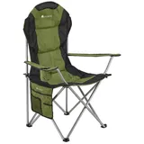 Juskys Campingstuhl Lido mit Getränkehalter & Tasche - Camping Klappstuhl gepolstert - Stuhl Grün