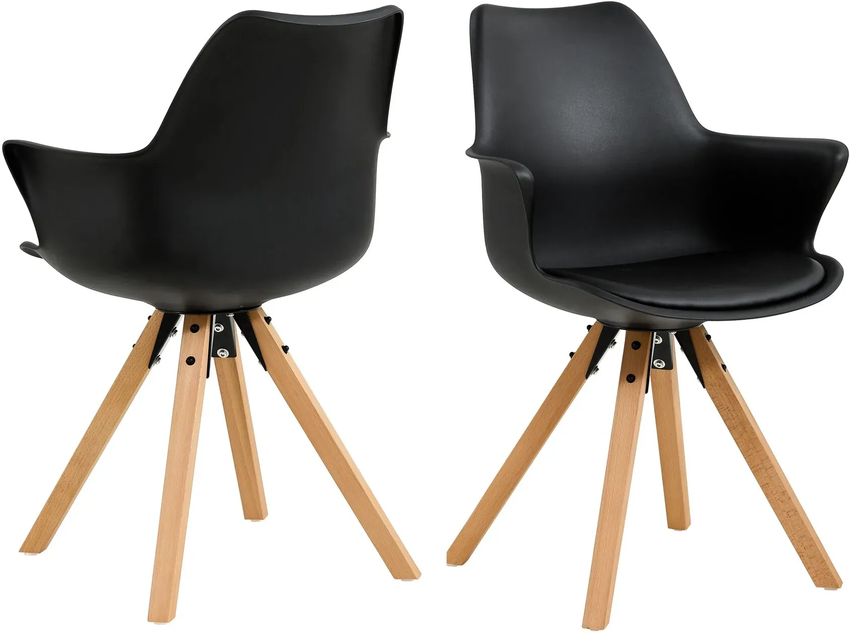 SalesFever »Paris« Armlehnstuhl 2er-Set schwarz 58x84x61 cm