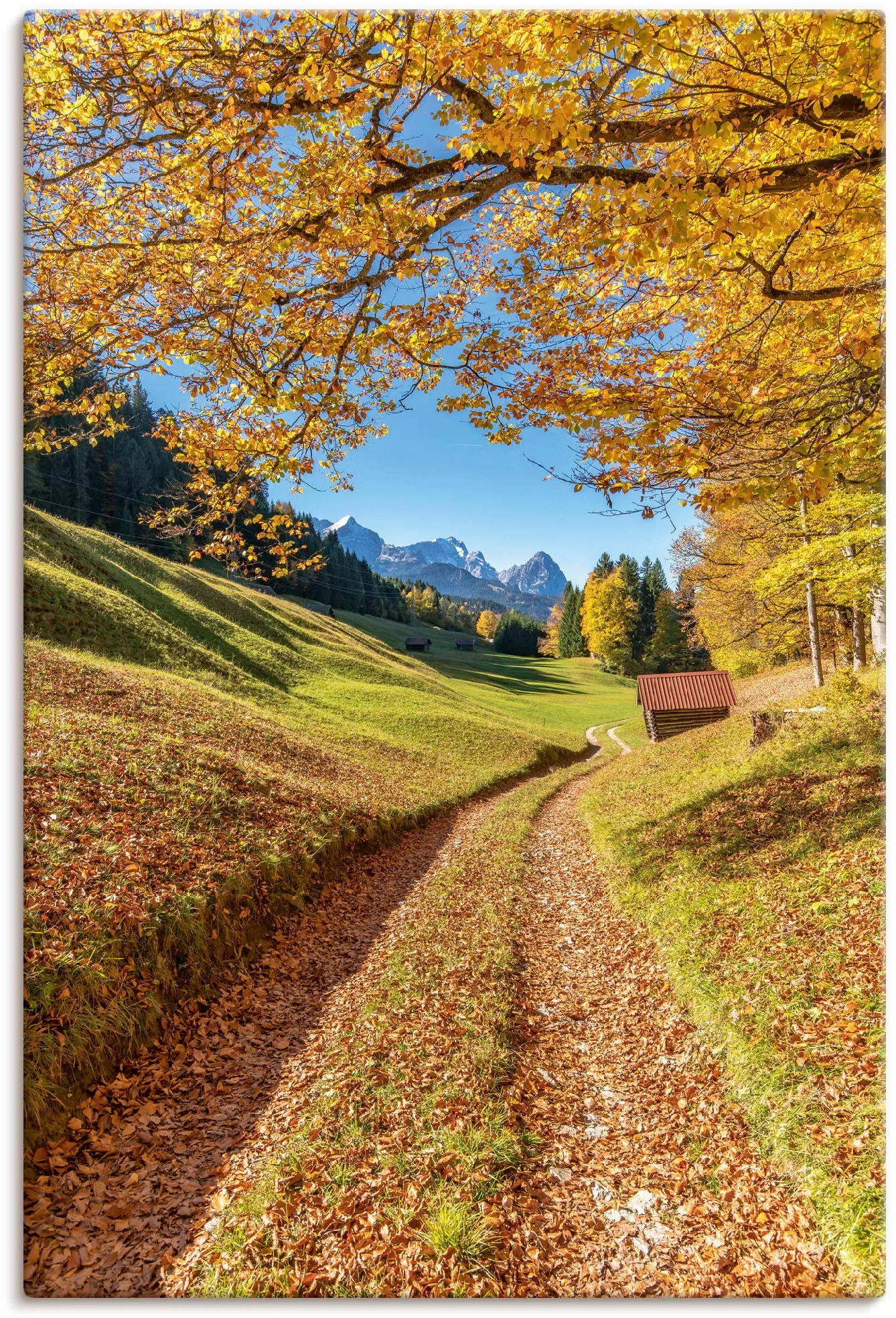 Artland Wandbild »Herbst in Bayern«, Berge & Alpenbilder, (1 St.), als Alubild, Outdoorbild, Leinwandbild, Wandaufkleber, versch. Größen Artland gelb