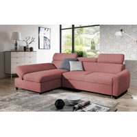 Fun Möbel Ecksofa Schlafsofa Sofa ANTON XS in Stoff Esito Rosa Ottomane Links