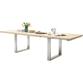 MCA Furniture MCA Esstisch Dayton Eiche Bianco massiv geölt), - ausziehbar - edelstahl 180/280 100cm