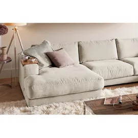 KAWOLA Wohnlandschaft U-Form Madeline Cord Longchair links cremeweiß