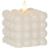 MARELIDA LED Kerze Bubble Würfel Cube Kerze Echtwachs 3D Flamme H: 9,5cm Timer weiß