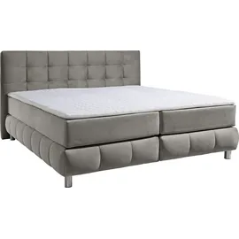 Home Affaire Boxspringbett HOME AFFAIRE "Salo", grau (hellgrau), B:194cm L:211cm, Struktur (100% Polyester);Bezug der Spiegelfläche Matratzendrell aus 100% Polyester;Samtoptik (100% Polyester), Komplettbetten, Boxspringbett, incl.