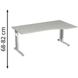 geramöbel Flex höhenverstellbarer Schreibtisch lichtgrau Trapezform, C-Fuß-Gestell silber 180,0 x 80,0/100,0 cm