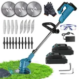 Akku Rasentrimmer für Makita 18V Akkus,4-in-1 Elektrischer Freischneider & Motorsense mit 2X 2.0Ah Batterien und Ladegerät,Teleskop Rasenkantenschneider für Rasenschneiden und Garten