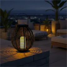 KYNAST GARDEN Solar Laterne Rattan-Optik 45,5 x Ø 38 cm 1 Stück schwarz