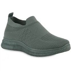 Damen Slip Ons in Olivgrün