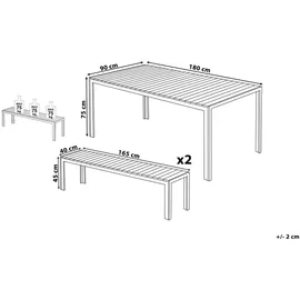 Beliani Gartenmöbel Set 6-tlg. Grau/Silber