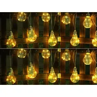 MeineWunschleuchte 2er Set LED Solar Lichterkette Outdoor Glühbirnen Retro