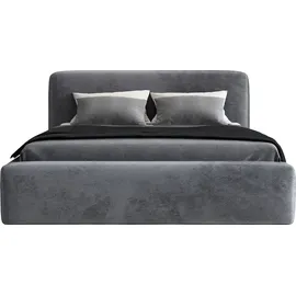 mebloland Polsterbett LUMO 120 x 200 mit Matratze und Bettkasten. Farbe: Grau - Grau