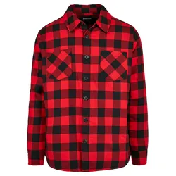 Langarmhemd URBAN CLASSICS "Urban Classics Herren Padded Check Flannel Shirt", Herren, Gr. S, US-Größen, schwarz (schwarz, rot), 100% Baumwolle, normal, Langarm, Hemden