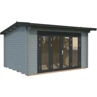 Palmako Gartenhaus Ines 11,1 m2 - 44 mm hellgrau/anthrazit
