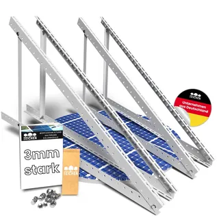 Drei Eichen - 4x Balkonkraftwerk Halterung.118cm stabiles 3mm Aluminiumprofil mit hochwertigen Edelstahl Schrauben. Solarmodul Halterung. Befestigung Solarmodul. PV-Module Halterung Solarmodul 0% MwSt