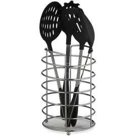 Relaxdays XL Küchenutensilienhalter rund 22,5 x 15 cm Edelstahl Silber