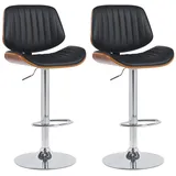 CLP 2er Set Barhocker Clawson Kunstleder walnuss/schwarz/chrom
