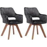 byLIVING Esszimmerstuhl KLARA 2er Set, Samt anthrazit, Gestell Eiche-Optik