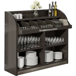 Besteckschrank | 110cm | Wenge/Schwarz | 2x Böden | Soft-Close | Besteckschränke, Besteckschrank Gastronomie, Kellnerstation