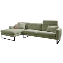 KAWOLA Ecksofa Ricarda Cord Recamiere links olivgrün
