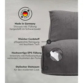 mokebo Relaxliege Cord 65 x 65 x 155 cm Anthrazit mit Hocker