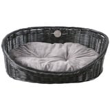 D&D Hundekorb Hundekorb Rustic Rattan mit Kissen schwarz/anthrazit