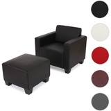 Mendler Modular Sessel Loungesessel mit Ottomane Lyon, Kunstleder ~ schwarz