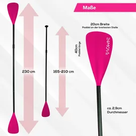 24move Doppelpaddel 2 in 1 Aluminium 230 cm Pink