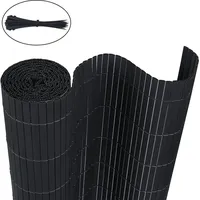 LZQ 180x500cm Sichtschutzmatte PVC Bambus Sichtschutz Garten Sichtschutzzaun Balkon Zaun Windschutz Balkonverkleidung, Anthrazit - Schwarz
