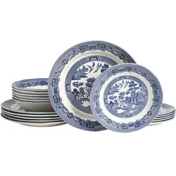Teller-Set CREATABLE "China Town, Teller Set 18-tlg", blau, 18 tlg., Steingut, Geschirr-Sets, Fernöstliche Kultur