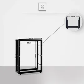 CLP Kaminholzständer Keri V2 Metall 25 x 60 x 80 cm Schwarz