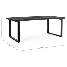 BIZZOTTO Esstisch Hastings aus Mangoholz, modern, schwarz, 200x100 cm, geeignet für 6–8 Personen