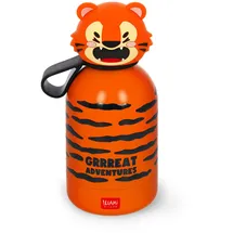 Legami - Hot&Cold BFF Kinder-Wasserflasche, Tiger-Motiv, doppellagig aus 18/8 Edelstahl mit luftdichtem Verschluss, hält 12 h heiß und 24 h kalt, Fassungsvermögen 310 ml