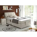 ED EXCITING DESIGN Boxspringbett »Concord«, inkl. Motor, Stauraum im Kopfteil und Topper, beige