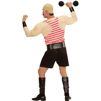 Amakando Muskelmann Herrenkostüm - M/L (50/52) - Gewichtheber Muskel Kostüm Faschingskostüm Artist Dompteur Verkleidung Bodybuilder Karnevalskostüm Zirkus Kostüm