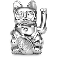 DONKEY Lucky Cat Cosmic Edition Mercury Shiny Silver | Winkekatze, Maneki Neko, 15 cm, in Geschenkverpackung