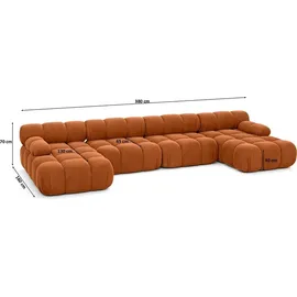 kaiser möbel Ecksofa U-Form XL, Stoff Velours Salvador, Braun, Selia U XL - Braun