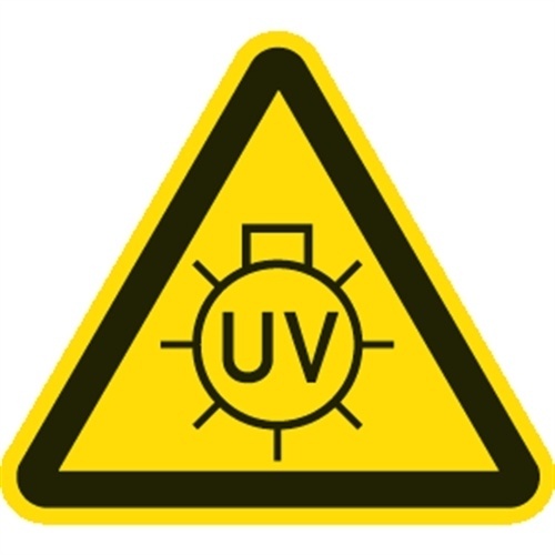 Aufkleber Warnung vor UV-Strahlung, Folie, 100 mm SL