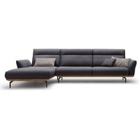 hülsta sofa Ecksofa hs.460, Sockel in Nussbaum, Winkelfüße in Umbragrau, Breite 338 cm schwarz