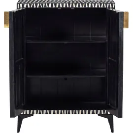 Woood Highboard 81 x 108 x 43 cm Schwarz / Weiß