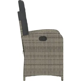 vidaXL Gartensessel mit Kissen 2 Stk. Verstellbar Grau Poly Rattan